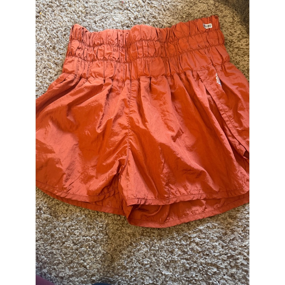 Free People FP Movement The Way Home Shorts Rust Orange High Waist Smocked